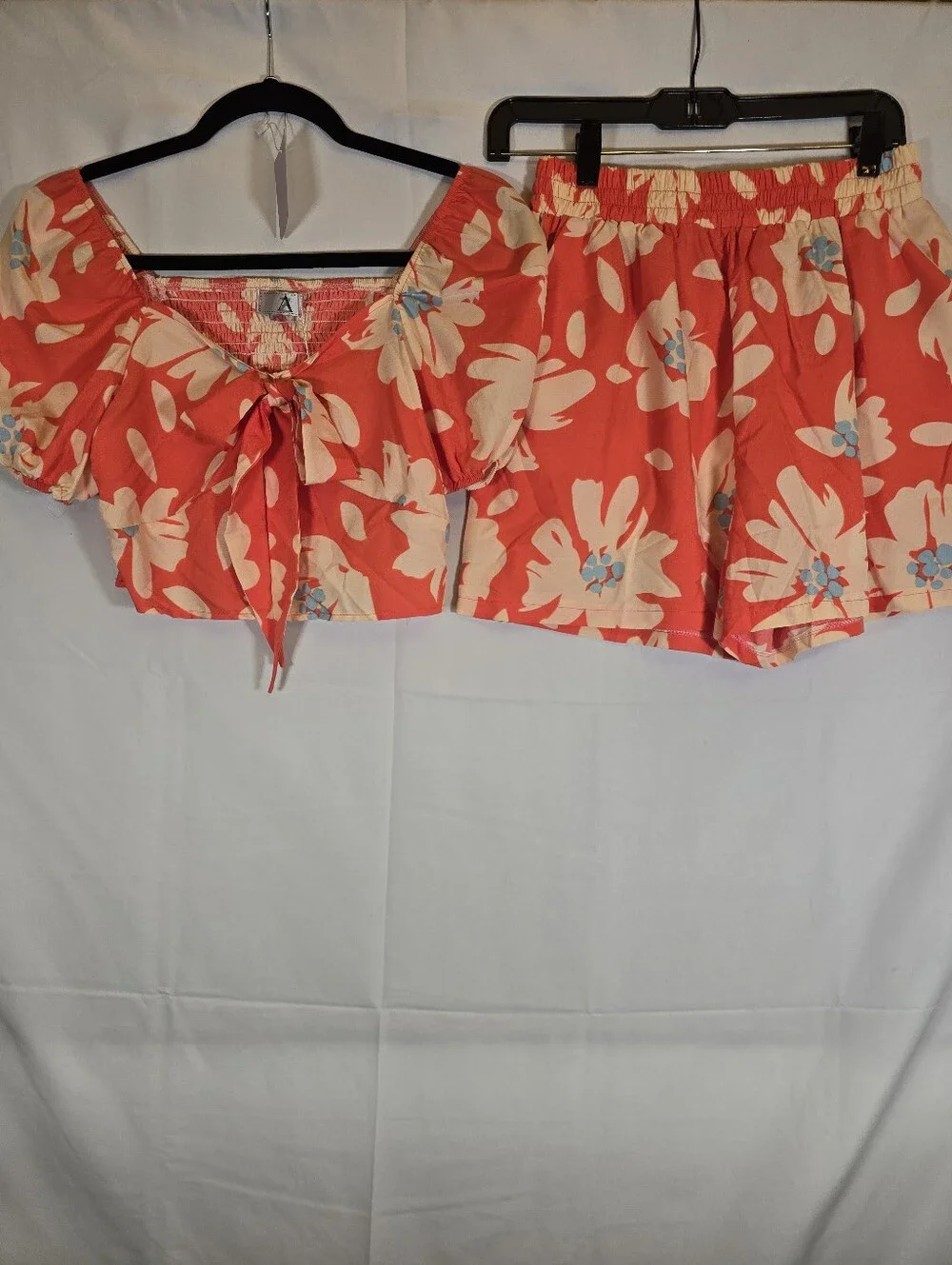 Women's High-Waist Coral Floral Shorts Set